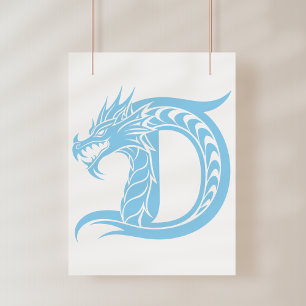Impression Photo Lettre D de style dragon, alphabet du dragon, mono