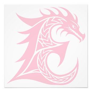 Impression Photo Lettre E de style dragon, alphabet du dragon, mono