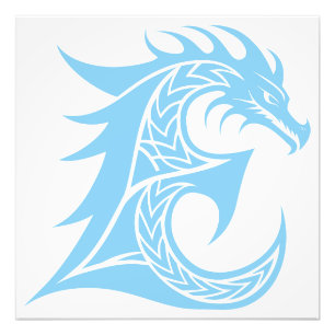 Impression Photo Lettre E de style dragon, alphabet du dragon, mono