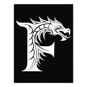 Impression Photo Lettre F de style dragon, Alphabet Dragon, Monogra