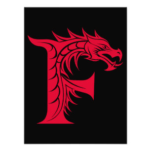 Impression Photo Lettre F de style dragon, alphabet du dragon, mono