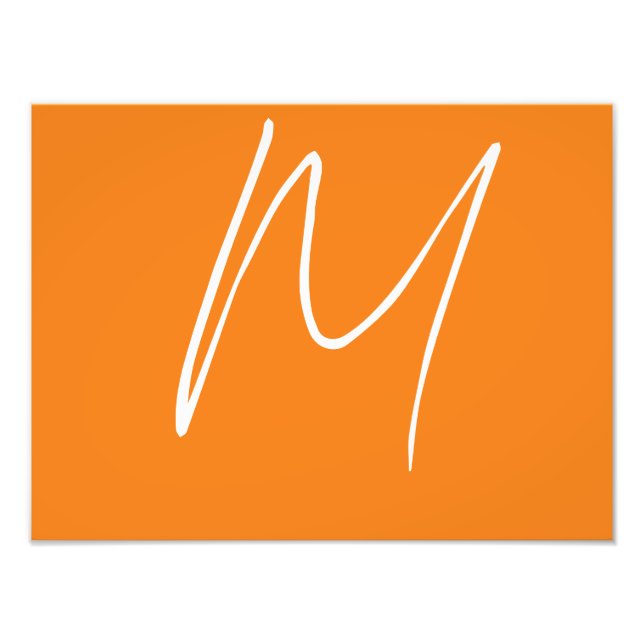 Impression Photo Lettre initiale Monogramme Style moderne Orange Bl (Devant)