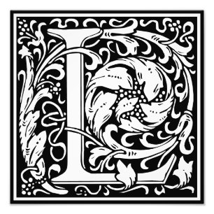 Impression photo lettre L monogramme alphabet flor