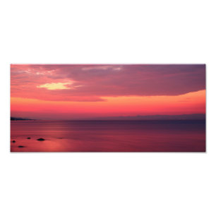 Impression Photo Lever de soleil rose par le bord de la mer