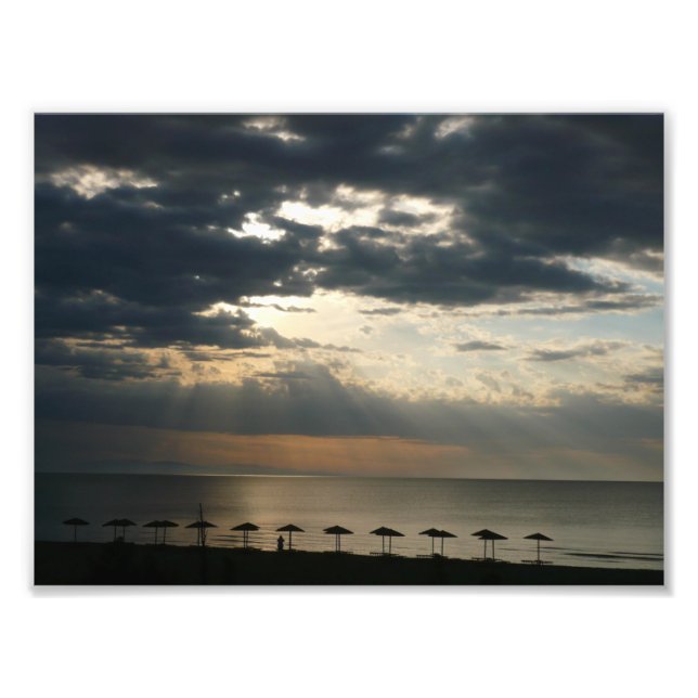 Impression Photo Lever de soleil sur la plage en Grèce Pittoresque  (Devant)