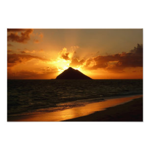Impression Photo Lever du soleil d'Hawaii à la plage