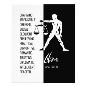 Impression Photo Libra Signe Zodiac Impression, noir et blanc