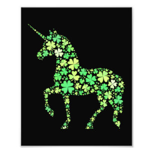 Impression Photo Licorne Trèfle à Quatre Feuilles Mignon Chanceux D