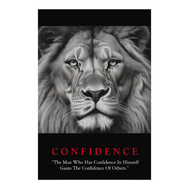 Impression Photo Lion de confiance noir blanc inspiré (Devant)