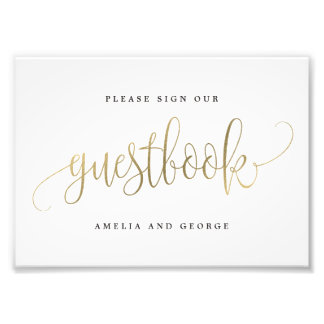 Impression Photo Livre d'or Signe Choisissez Votre Taille Faux Gold