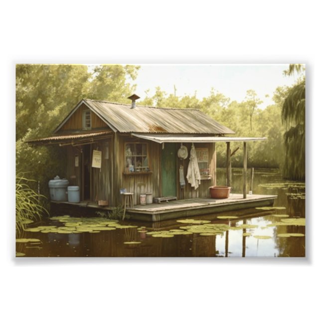 Impression Photo Louisiane, Cajun, Cabine de plaisance, Marais, NOL (Devant)