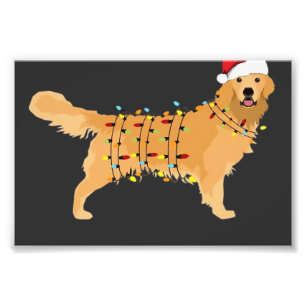 Impression Photo Lumière de Noël de vacances de Retriever doré esse