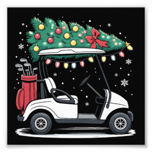 Impression Photo Lumières de sapin de Noël de chariot de golf Xmas
