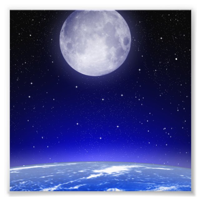 Impression Photo Lune au-dessus de la Terre (Devant)