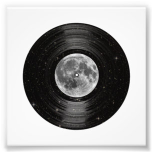 Impression Photo Lune dans le disque de LP de vinyle de l'espace
