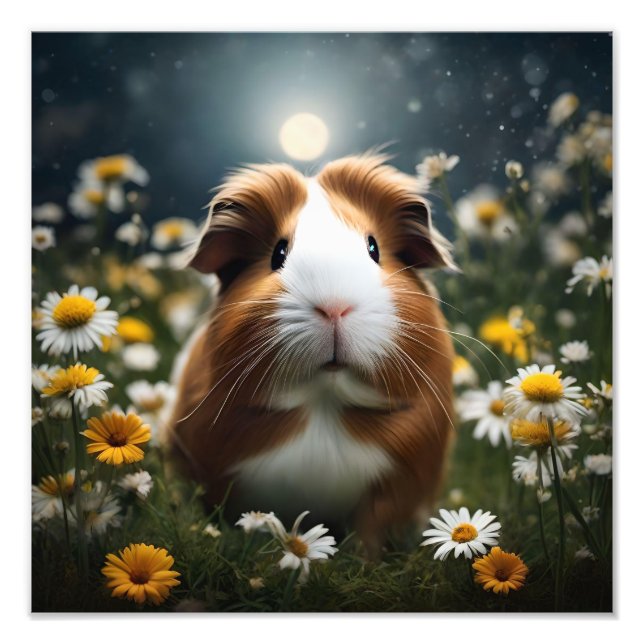 Impression Photo Lune De Cochon Et Marguerites Brown Et Blanche, (Devant)