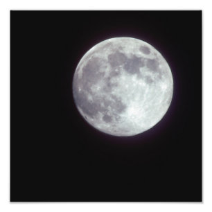 Impression Photo Lune pleine et brillante dans un ciel noir.