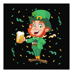 Impression Photo Lutin buvant de la bière jour de la Saint-Patrick
