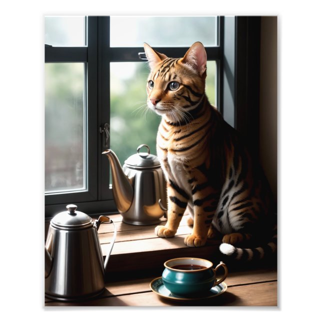 Impression Photo Luxury Bengal Cat Portrait by Window (Devant)