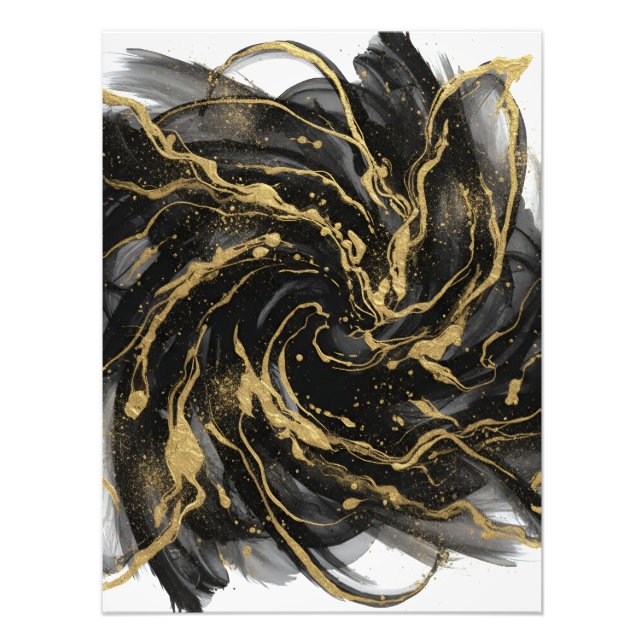 Impression Photo Luxury Gold and Black Abstract Marble  (Devant)