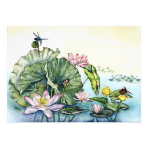 Impression Photo Lys d'eau japonais et fleurs de Lotus