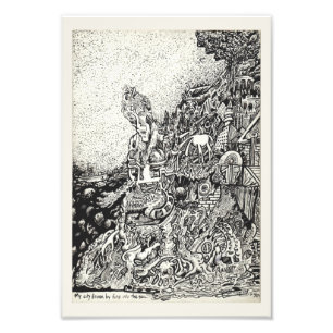 Impression Photo Ma ville entraînée par le feu dans la mer.