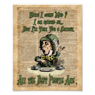 Impression Photo Mad Hatter, Alice Au Pays Des Merveilles, Citation