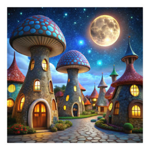 Impression Photo Magic Mushroom World : 4K Ultra-réaliste moderne