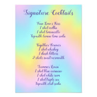 Magnifique Pastel Rainbow Mariage Cocktail Menu