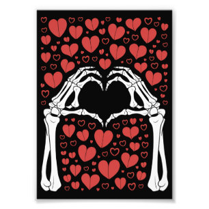 Impression Photo Main de squelette cœur Saint-Valentin Amour drôle