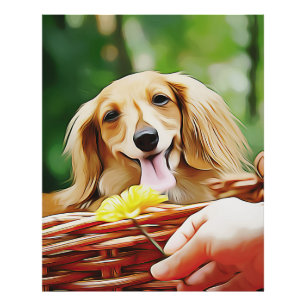 Impression Photo Main Doxie Avec Une Fleur À Un Dachshund