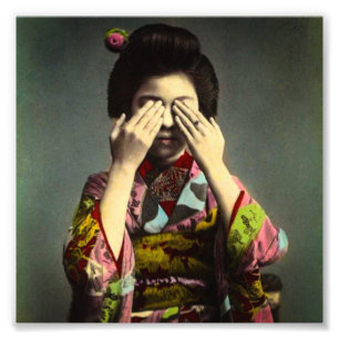 Impression Photo Main vintage du Japon de geisha timide la vieille