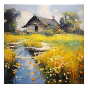Impression Photo Maison ancienne campagne impressionnisme