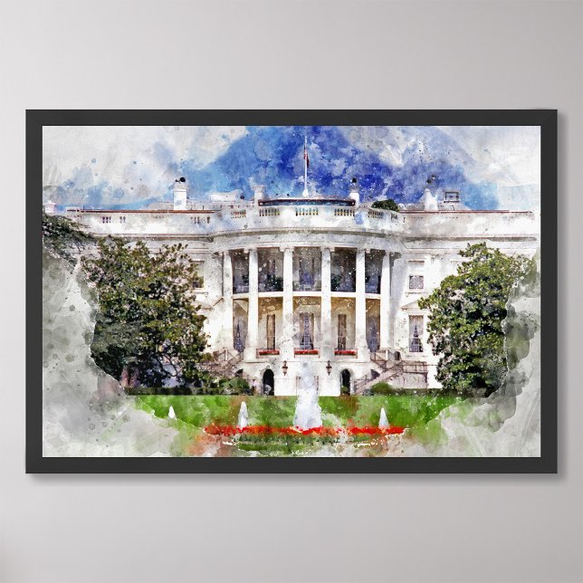 Impression Photo Maison Blanche à Washington DC en aquarelle (Créateur téléchargé)