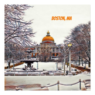 Impression Photo Maison d'état de Boston en hiver
