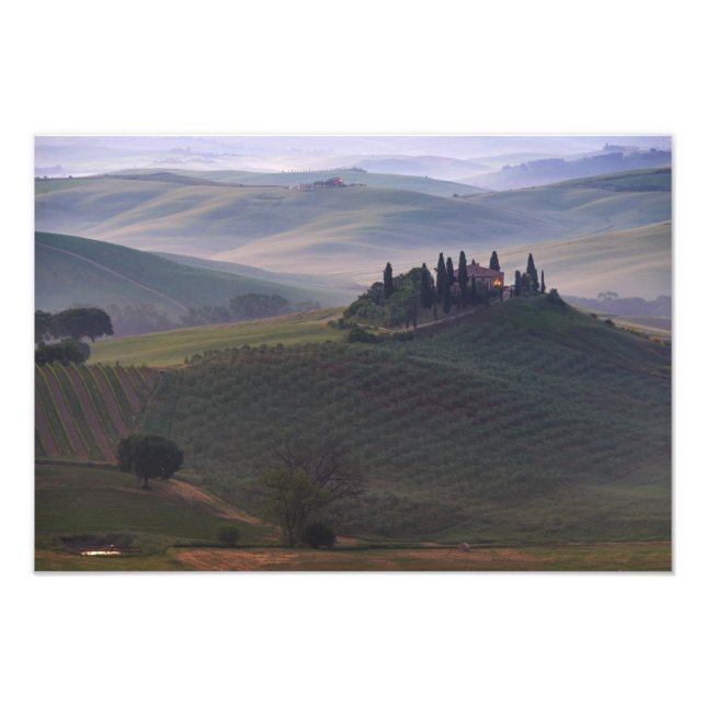 Impression Photo Maison en Toscane le matin empreinte de brouillard (Devant)