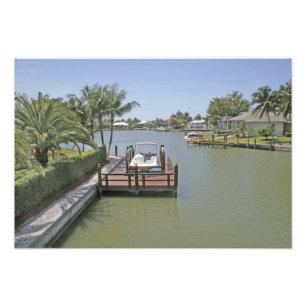 Impression Photo Maisons et quais sur le canal Marco Island Floride