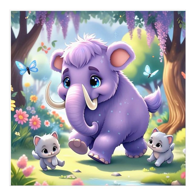 Impression Photo Mammoth adorable pour bébé (Devant)