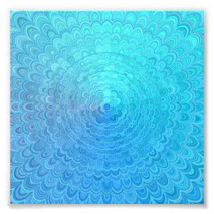 Impression Photo Mandala floral bleu-clair de cercle