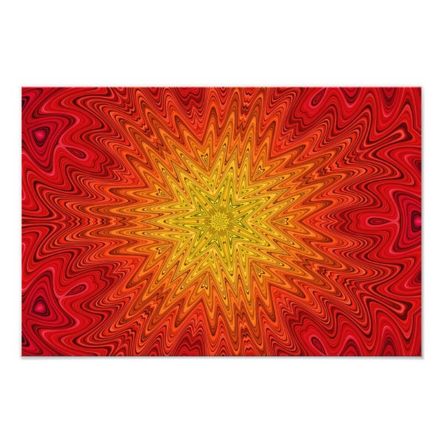 Impression Photo Mandala orange et jaune soleil/étoile/coeur (Devant)