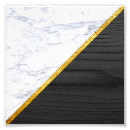 Impression photo Marbre blanc Gold et Black Wood