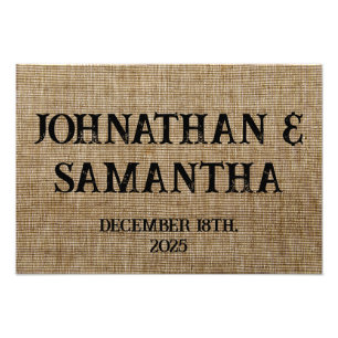 Impression Photo Mariage personnalisé rustique burlap motif nature