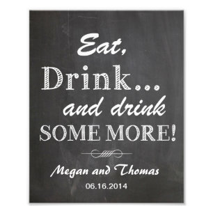 Impression Photo Mariage signe Chalkboard style drôle Manger et boi