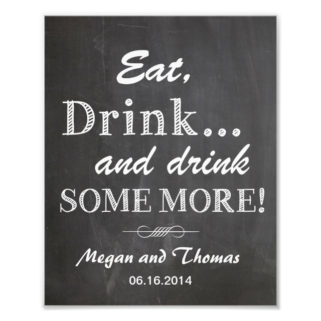 Impression Photo Mariage signe Chalkboard style drôle Manger et boi (Devant)
