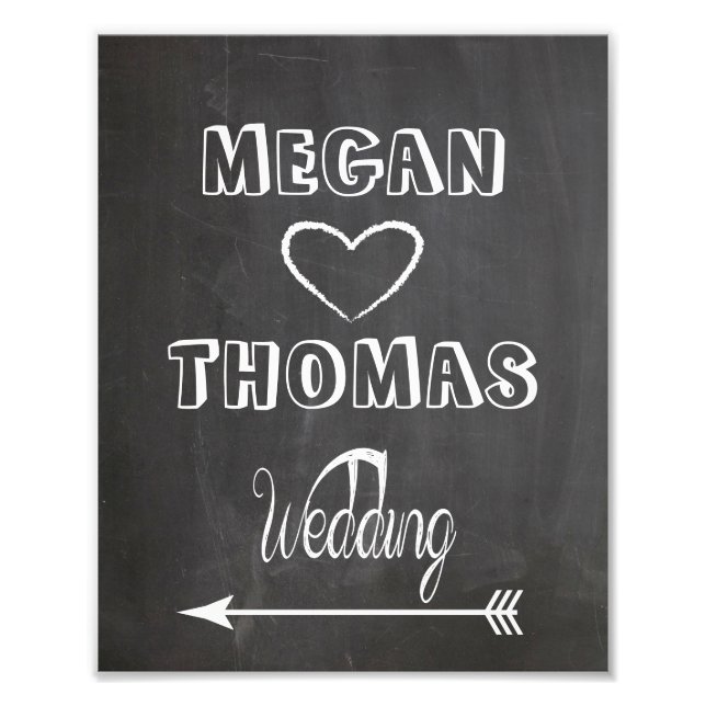 Impression Photo Mariage signe Chalkboard style partie gauche (Devant)