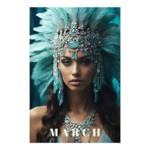 Impression Photo *~* MARS DE Boho AP53 Tête AQUAMARINE