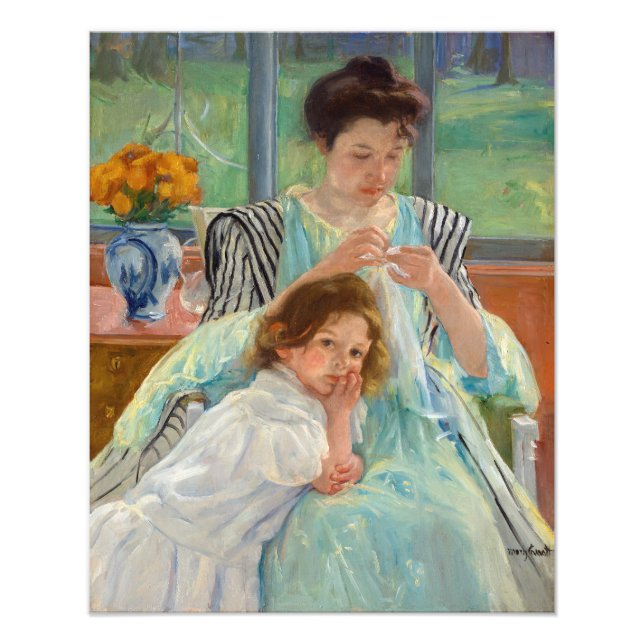 Impression Photo Mary Cassatt - Jeune mère coudre (Devant)