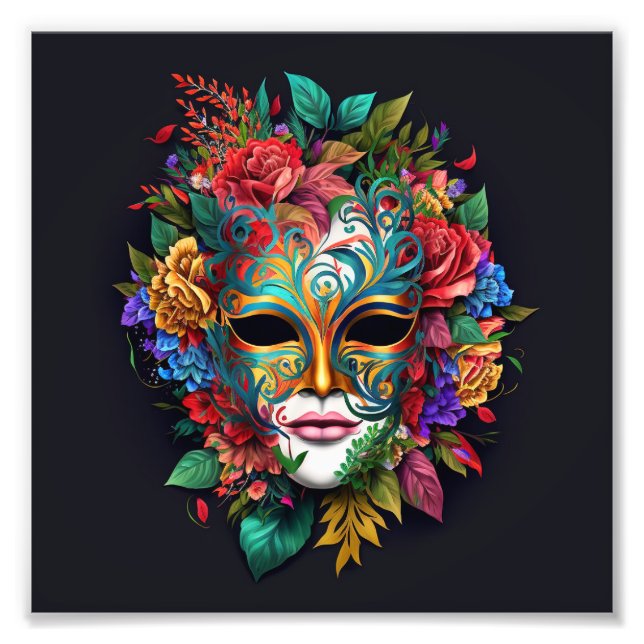 Impression Photo Masque carnaval Floral Brésilien (Devant)