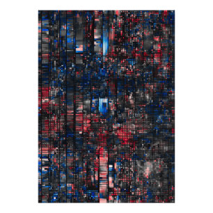 Impression Photo Matrice de bogue numérique rouge et bleu abstrait