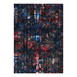 Impression Photo Matrice de bogue numérique rouge et bleu abstrait